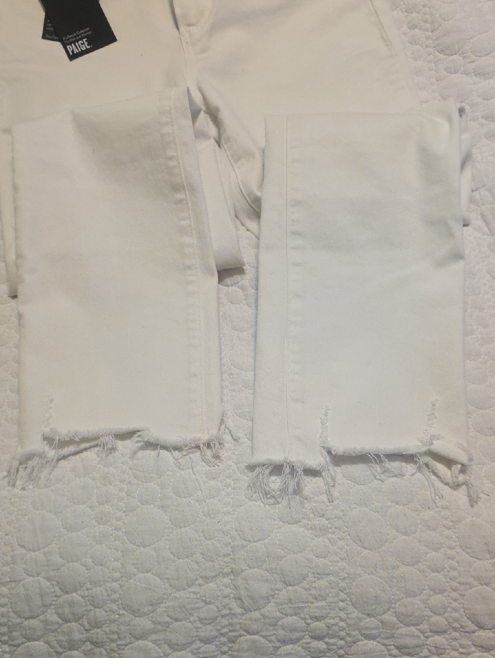 PAIGE White Cindy Crop Crisp White With Destroyed Hem Straight Leg Jeans Size 25 - Picture 7 of 11